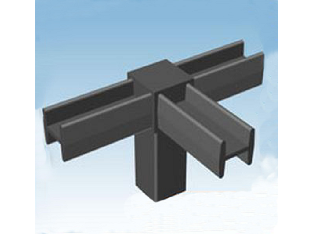 alg7202n.png Raccordo per Tubo Quadro Vuoto mm.20x20 Nylon Nero Quattro Vie | AL.GO - immagine 1