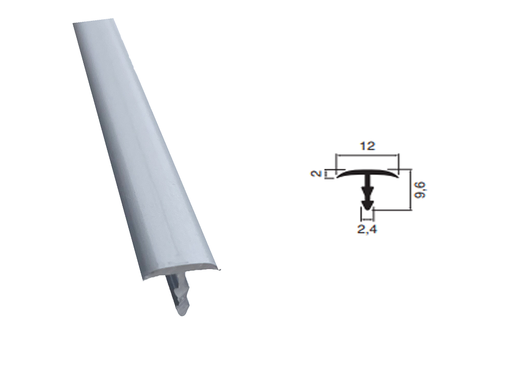 algp6006am2.png Profilo T Bombato cm.200 Alluminio Anodizzato Argento Opaco mm.12x9,6h | AL.GO - immagine 1