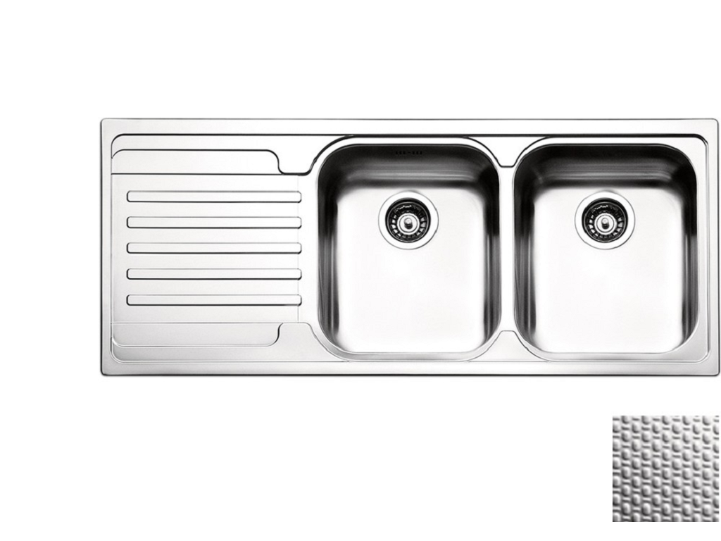 apeve1162ilac.png Lavello serie Venezia cm.116x50 due vasche e gocciolatoio Acciaio inox antigraffio | Apell - immagine 1