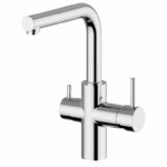 Miscelatore Lavello Monoforo Doppia Erogazione Wts Bocca Alta Squadro Cromo  Mixtech