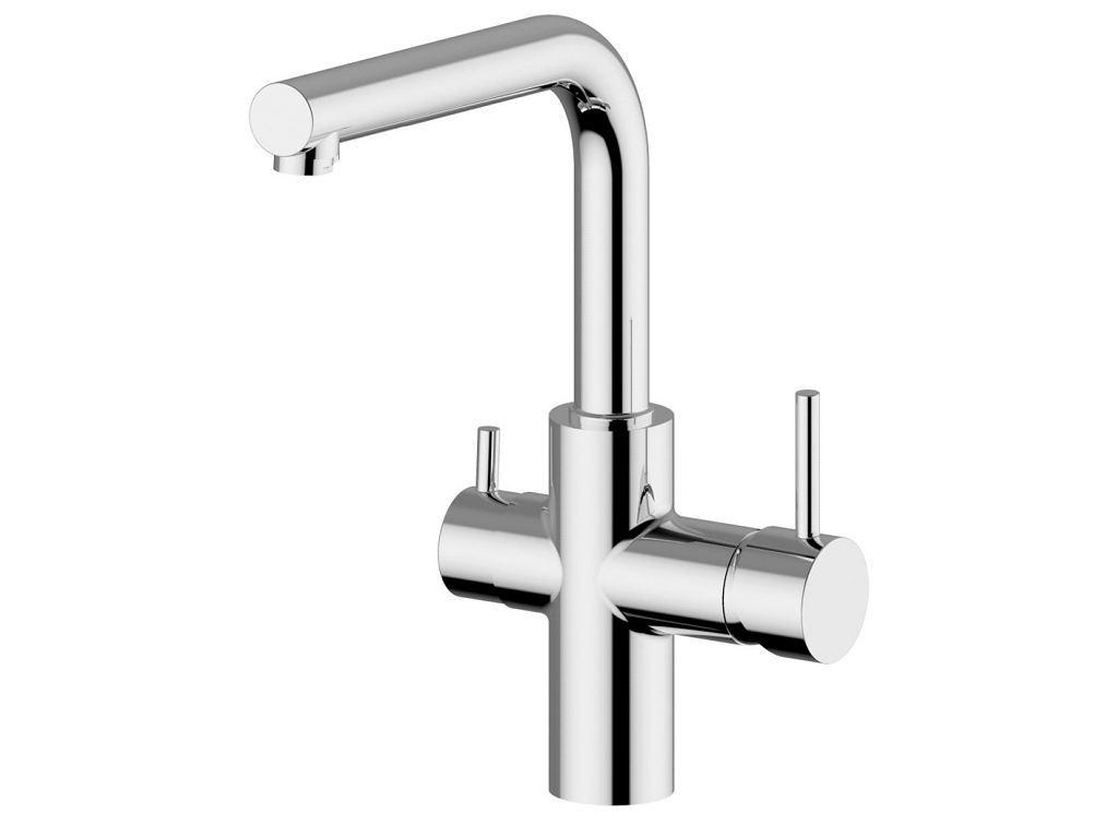 batmrmix0080.png Miscelatore Lavello Monoforo Doppia Erogazione Wts Bocca Alta Squadro Cromo Mixtech - immagine 1