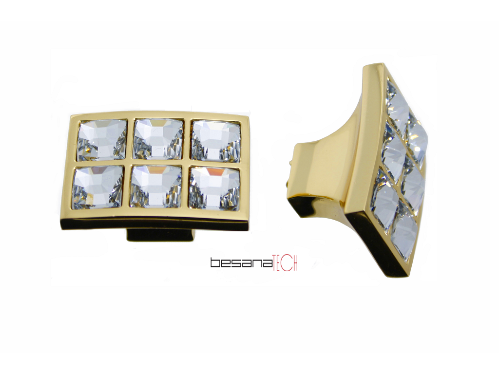 besp2344oc050c.png Pomolino Mobile 6 Cristalli Quadrati Bianchi Swarosvki+Bor B304 Besana Tech - immagine 1