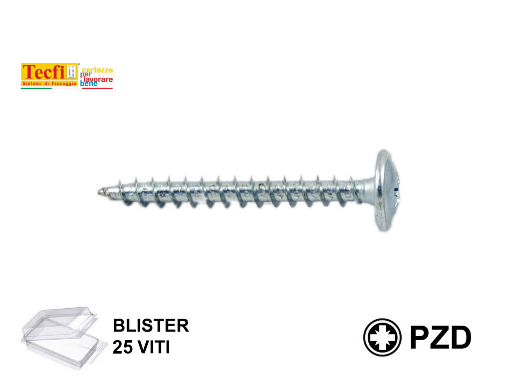 bls25bombatezincate.png Vite Truciolare TC Falsa Rondella Zincata PZ2 in Blister da Pezzi 25 mm.4,5x40 | Tecfi - immagine 1