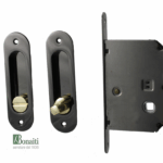Maniglia Incasso Ovale Porta Scorrevole modello K1 d.35x120 Nottolino/Bottone+Serratura E50 CF-Canna di Fucile  | Bonaiti fine serie