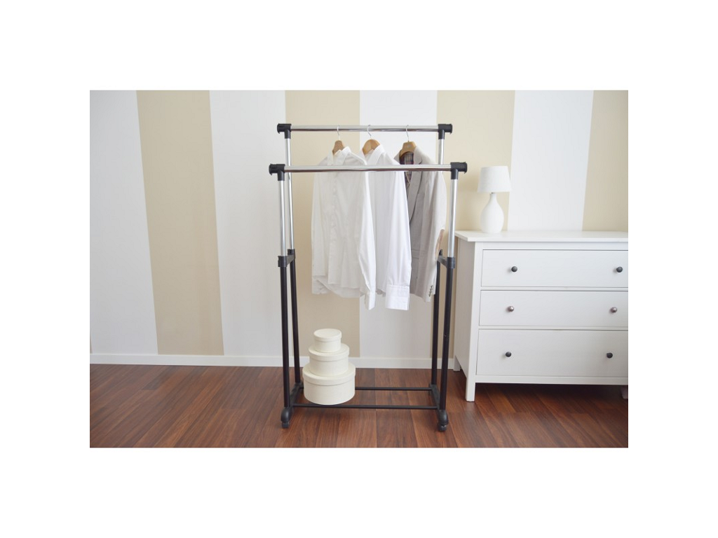 cad6301.png Stander Mod. America Doppio Estensibile cm.90-135 Altezza Regolabile cm.100/173 Ruote in Nylon - immagine 1