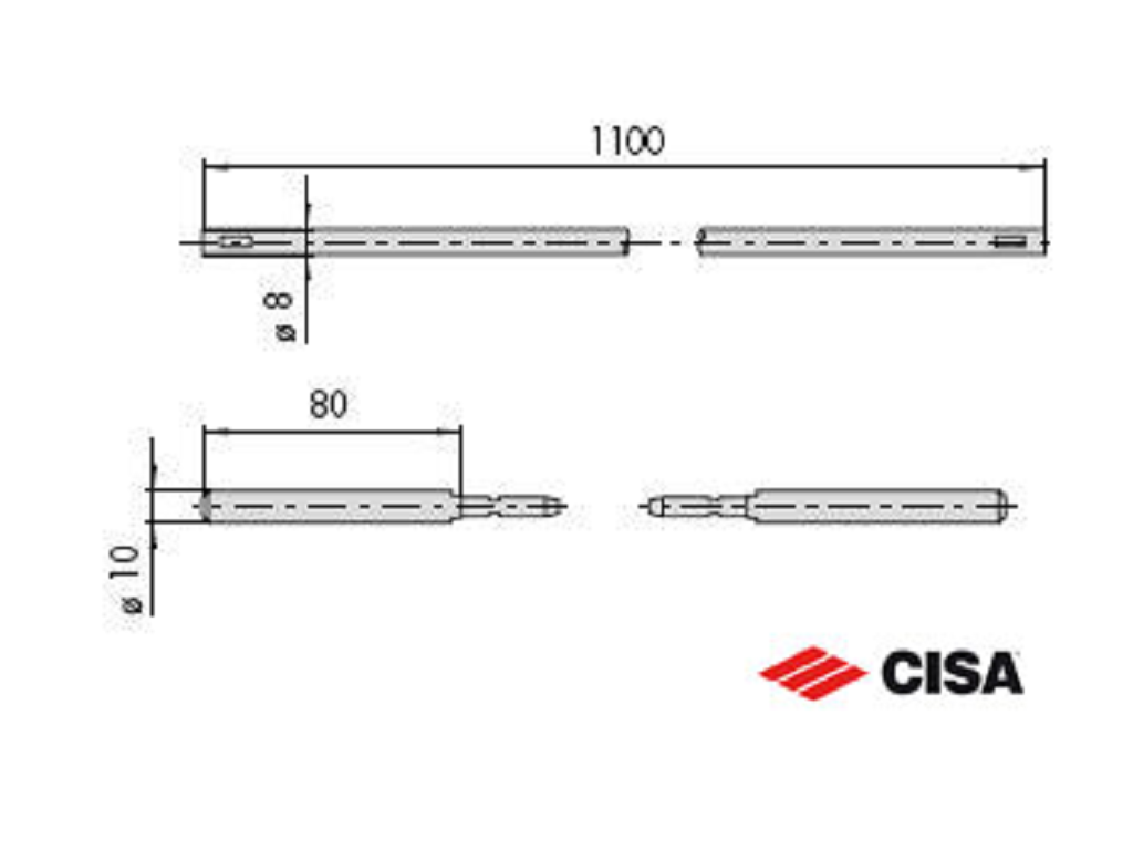 cis1064160000cc.png Asta Catenaccio Interna d.8 con 2Puntali d.10 Antiscasso ZN pz.1 | Cisa - immagine 1