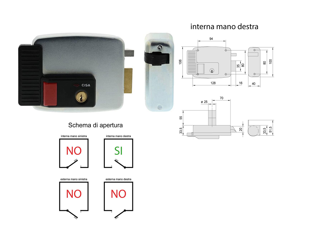 cis11731701.png Elettroserratura Applicare per Cancelli con Segnalatore mm.70 DX | Cisa - immagine 1