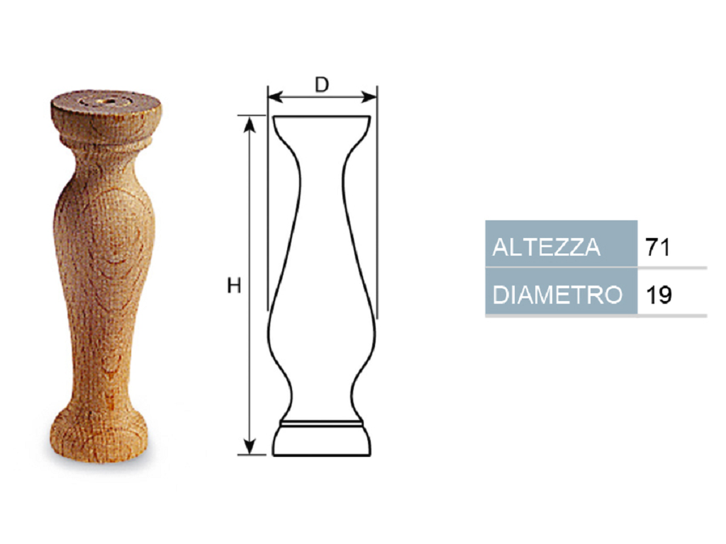 cof033000001962.png Colonnina in Legno Faggio mm.19x71 Cof29 - immagine 1