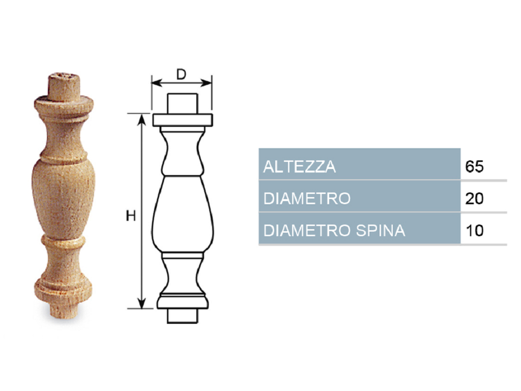 cof033006002062.png Colonnina in Legno Faggio mm.20x65 - immagine 1