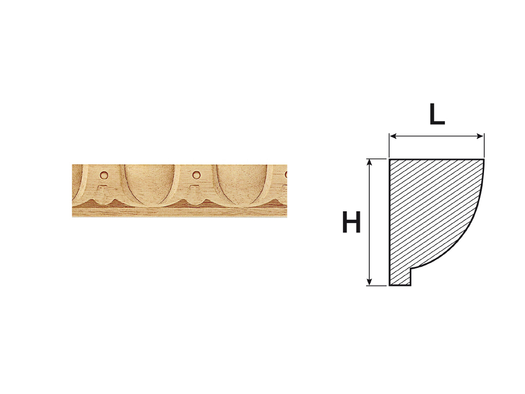 cof03m5002xx.png CORNICE LEGNO RAMINO asta cm.244 H12x10L-H14x10L-H19x13L prodotta da COF - immagine 1