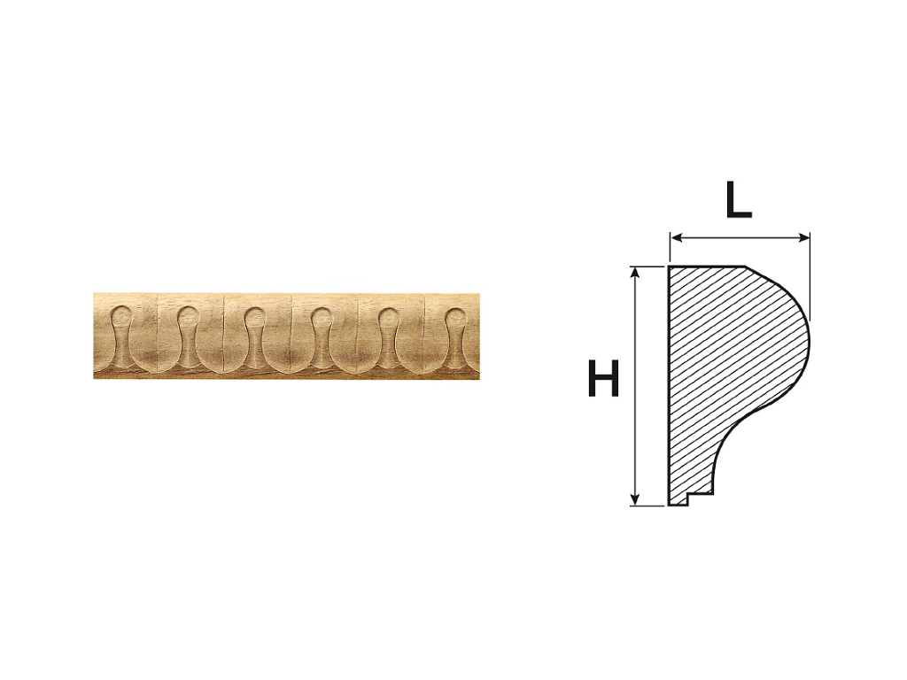 cof03m5005xx.png CORNICE LEGNO RAMINO asta cm.244 H13x9L-H17x11L prodotta da COF - immagine 1
