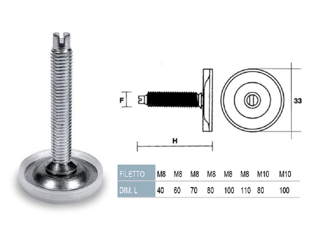 cof060400c.png PIEDINO REGOLABILE CON TAGLIO GIRAVITE ZINCATO CON TAPPO - immagine 1