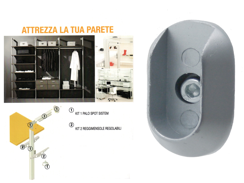 cof130040000000.png Reggitubo Laterale Alluminio Ovale per Profilo Spot Sistem Cof189 - immagine 1