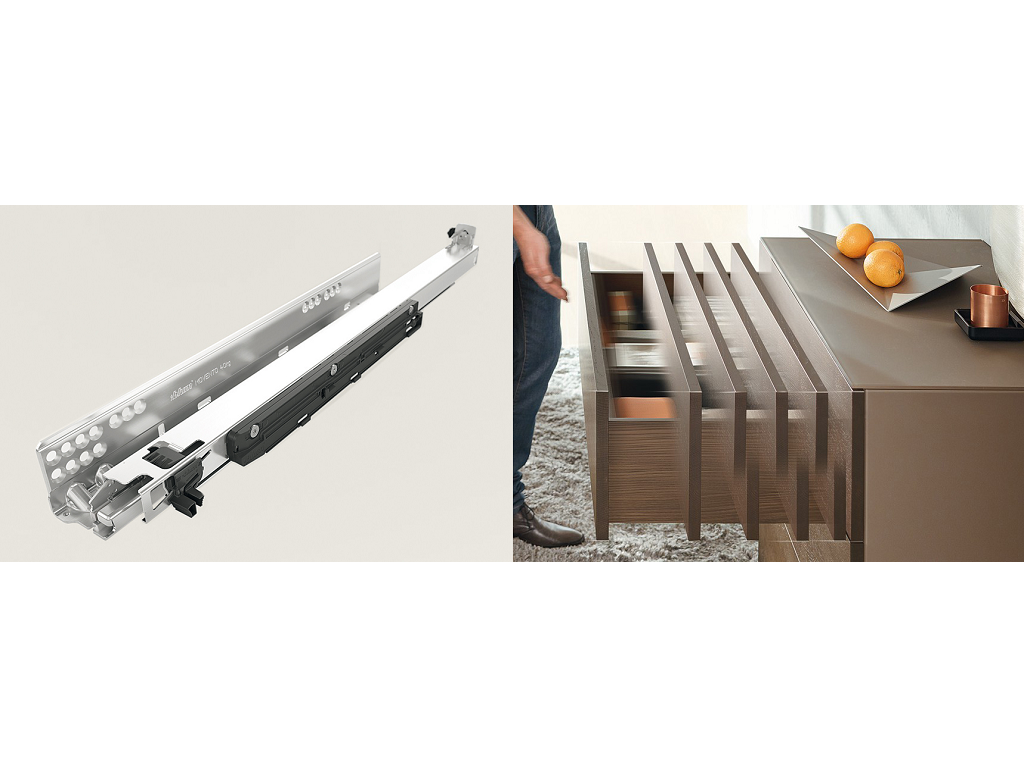 elm760hm.png Guide per Cassetti Movento Tip One Blumotion Premi-Apri Estrazione Totale Portata kg.40 | Blum - immagine 1