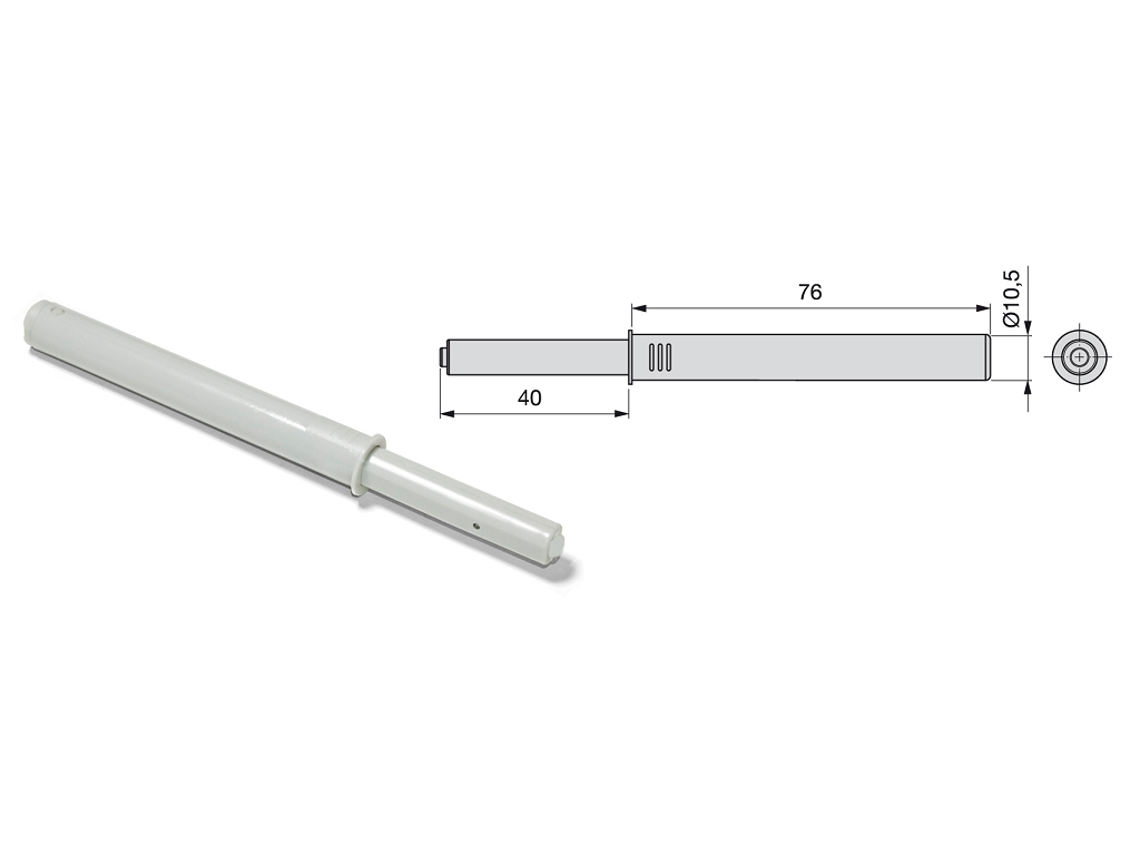 emu2034021.png Cricchetto da Incasso a Scatto Regolabile Push Latch d.10 mm.76 con Paracolpo Grigio Emuca - immagine 1