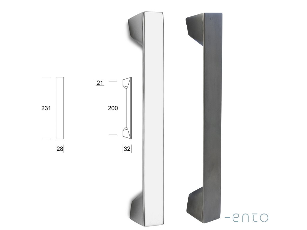 ent606rr.png Maniglione Cedro Interasse 200 mm.231x32h varie finiture | Ento - immagine 1
