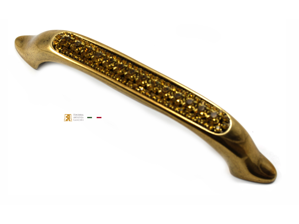 fal1980111c.png MANIGLIETTA MOBILE INTERASSE 128 DA162x30 mm. CON PIETRE SWAROSWKI prodotta da FONDERIA LANCINI - immagine 1