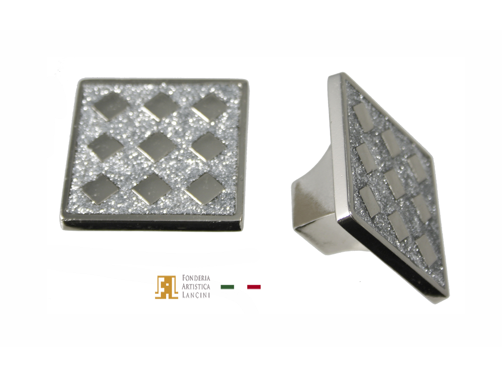 fal2513038p102c.png Pomolino Mobile Diamante Quadro d.42x42x25h Nickel Lucido L18 Fonderia Lancini - immagine 1