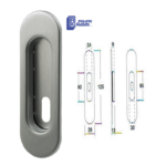 Maniglia Incasso Ovale Porta Scorrevole modello 4011 mm.125x39x13h con Foro Chiave Basso varie finiture |Ferremi