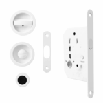Maniglia Incasso Tonda Porta Scorrevole modello 3666 d.57/48 Con Nottolino+Serratura E50 Bianco Ral9016 | Fimet Maniglie