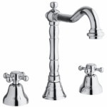Batteria Lavabo 3 Fori Modello Duetto con Canna Anticata Girevole Scarico 1”1/4 Lusso Cromo | Gaboli Luigi