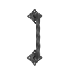 Maniglione 611 mm.220 con Rosette Quadre  mm.75x75x3 in Ferro Nero Antico  Galbusera