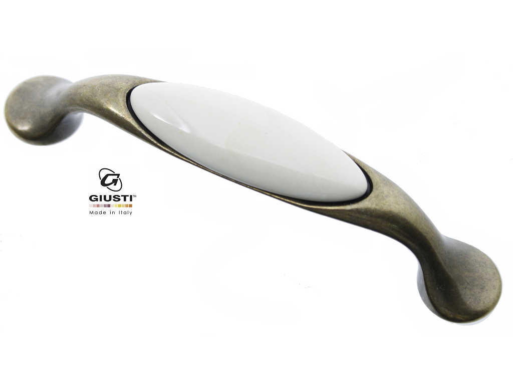 gium100.png Maniglietta Mobile Interasse 128 mm.160x31x23h Porcellana Avorio Antica Firenze | Giusti - immagine 1