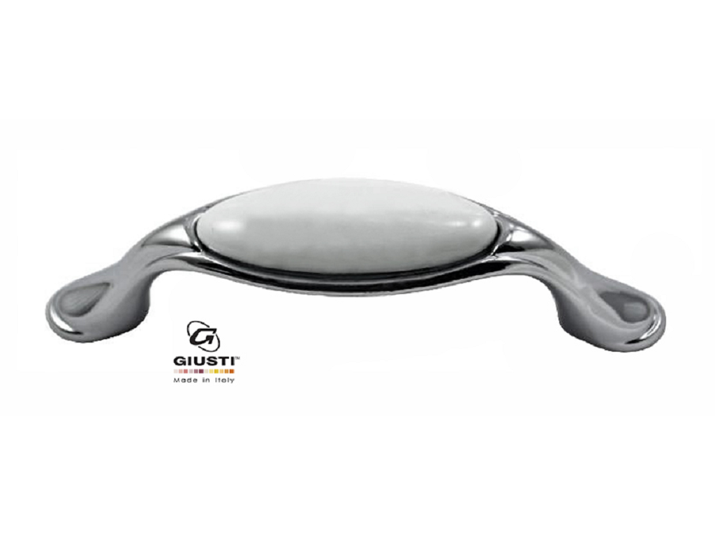 gium770000crgc.png Maniglietta Mobile Interasse 96 mm.127x26x30h Porcellana Bianco Cromo Lucido Giusti - immagine 1