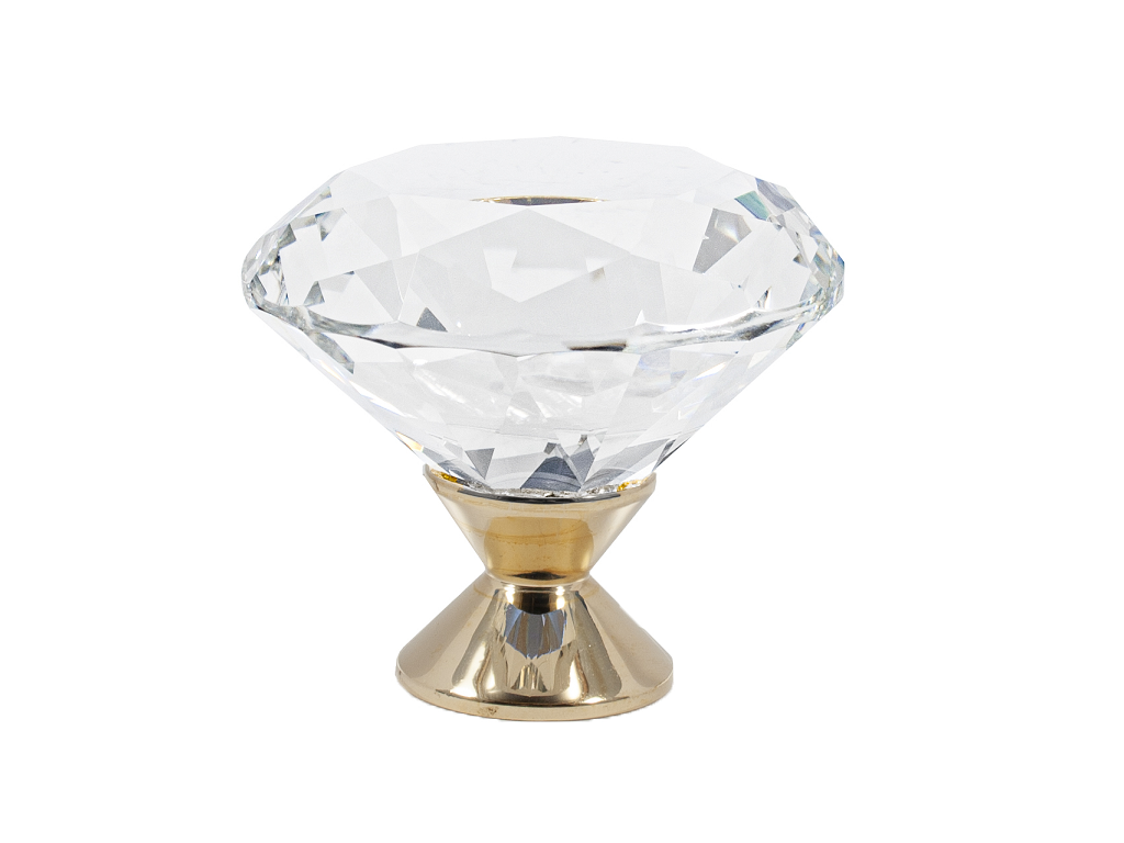 gladeluxek60t01f3.png POMOLINO MOBILE CRISTALLO DELUXE KNOB TRASPARENTE/GOLD VARIE MISURE | GLASS DESIGN - immagine 1