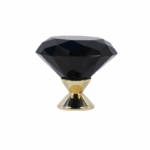 Pomolino Mobile Cristallo Deluxe Knob Black/Gold d.60/25x50h | Glass Design