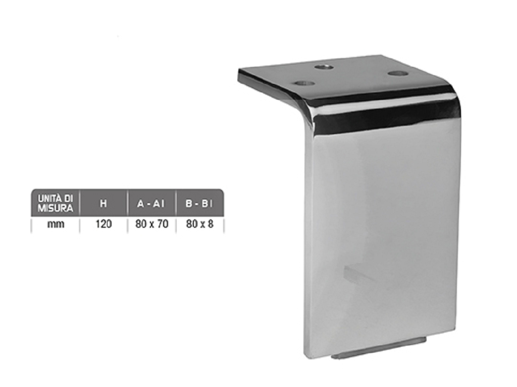 gpi0649120x80x70.png Piede Metallo Cromo Lucido d.80x70/80x8 mm.120 | Gpi - immagine 1