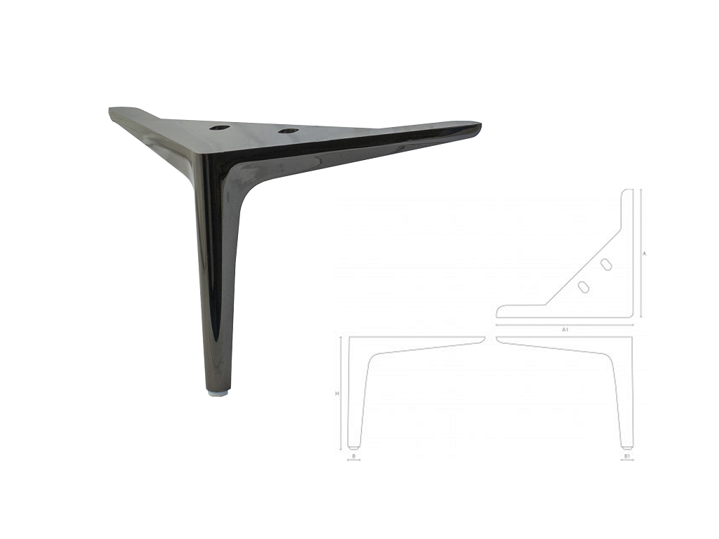 gpi0664180220220.png Piede Metallo Cromo Nero d.220x220/15x15 mm.180h | Gpi - immagine 1