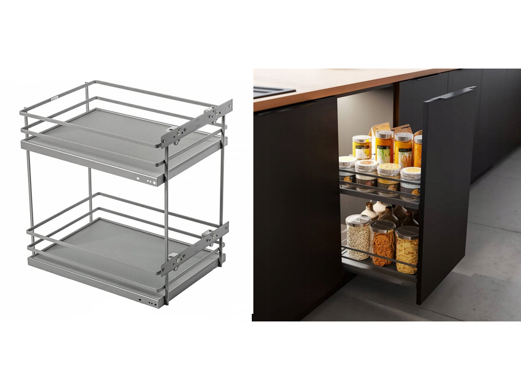 gtvko400bo60c.png Cestello Laterale Movixpro 2 Ripiani per Cucina senza Binari Antracite Ral 7025 mm.300/ 400 / 500 | GTV - immagine 1