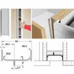 Profilo Alluminio Gola Curvo Verticale mm.22x62 mm.2500  Argento E6/Ev1