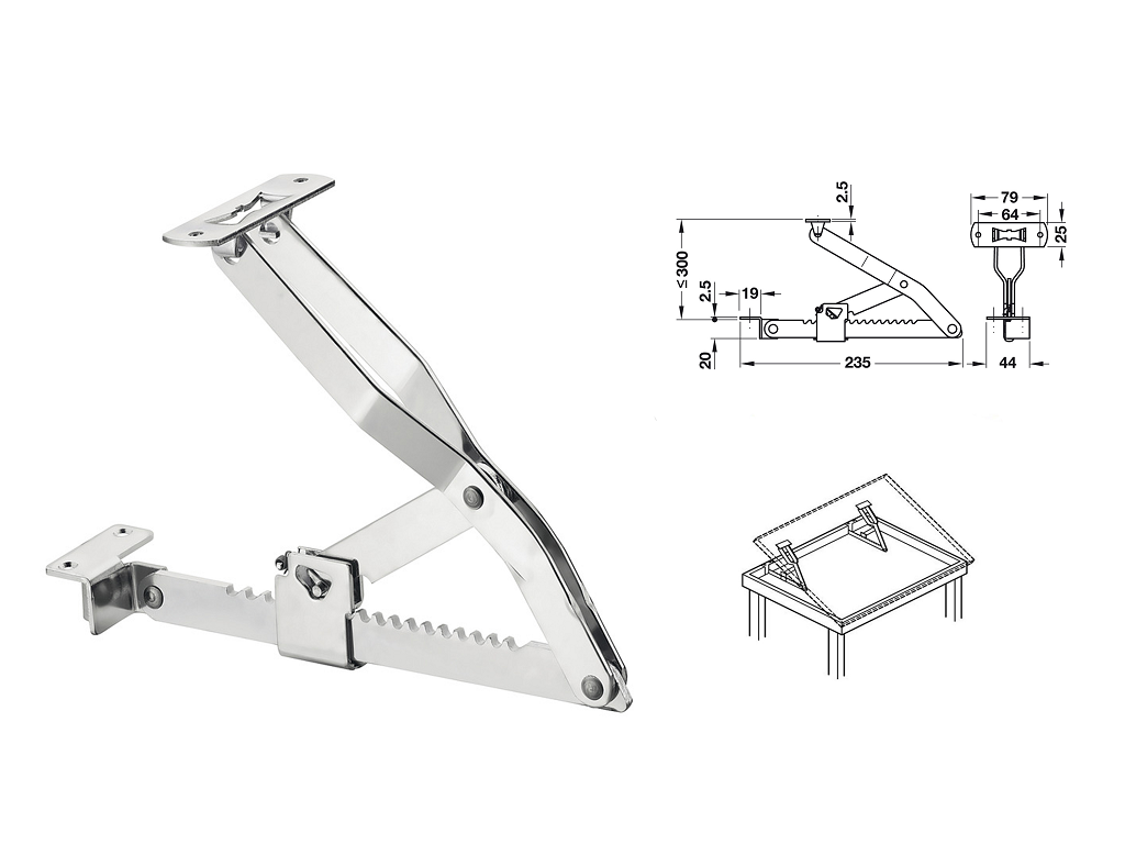 haf27400833.png Supporti per Letti Inclinabili 18 Passi Acciaio Zincato Apertura Max mm.300 pz.2 Hafele - immagine 1