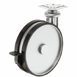 Ruota Alluminio/Plastica Portata kg.80 Piastra Girevole 80x80 mm.215h Orientabile con Freno | Hafele
