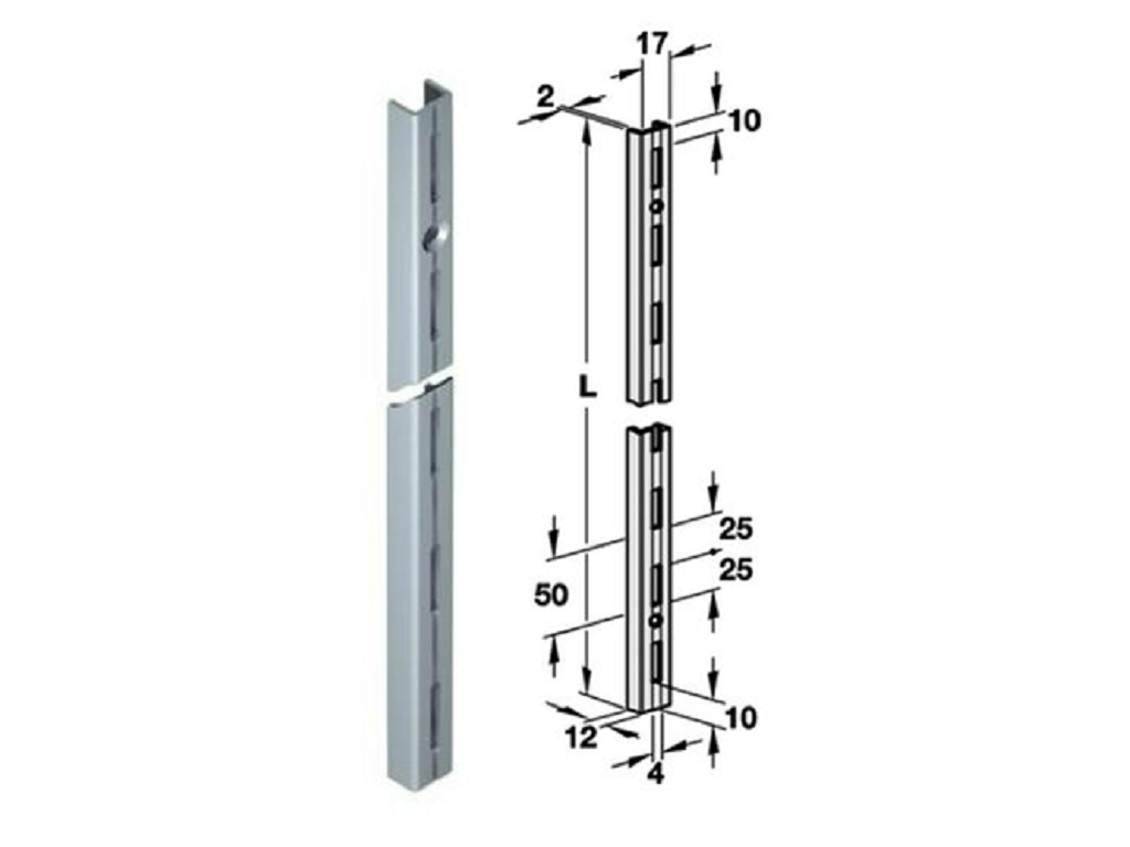 haf77003525.png Cremagliera Semplice a U Passo 50 mm.17x12 Acciaio Alluminio mm.2495 - immagine 1