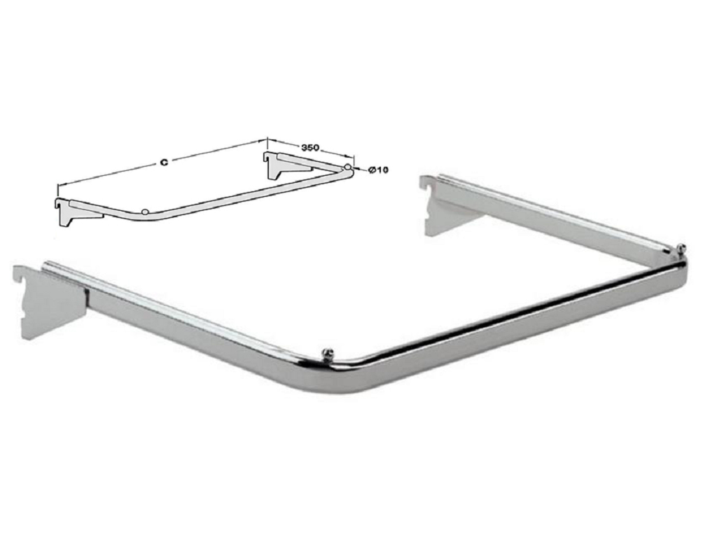 haf77250210.png Telaio Di Supporto 6030 per Cremagliera Cromato Porta Grucce mm.1000 - immagine 1