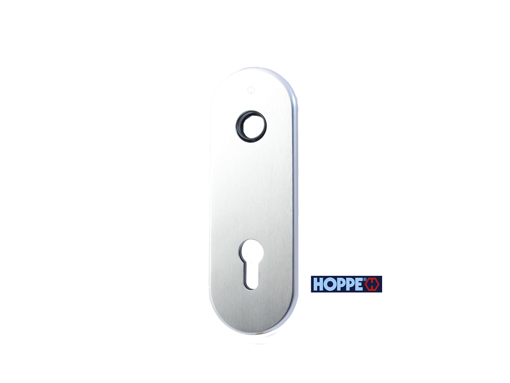 hop2124541.png Placca corta per blindate Interasse 85 mm.182x62 Foro Yale per Cilindro Europeo varie finiture | Hoppe - immagine 1