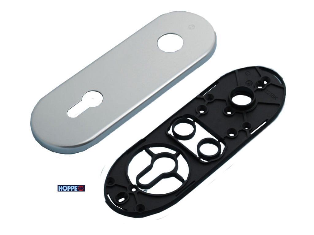 hop2125632cc.png Placca Corta Per Blindate Interasse 85 Da 182x62 mm. Foro Yale | Hoppe - immagine 1