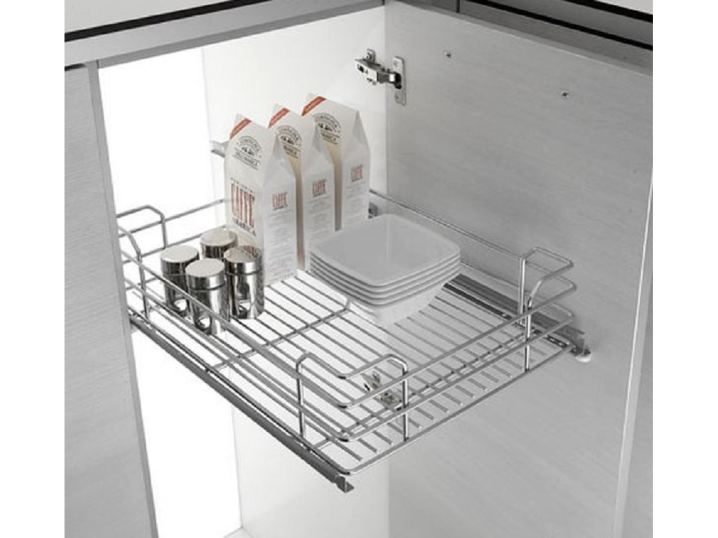 inx202db.png Cestello Estraibile Manuale Cassetto modello Grigliato cm.40x50x17h Cromo | Inoxa - immagine 1