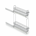 Cestello Estraibile 2 Ripiani Portabottiglie modello Deluxe Cromo Guide Laterali Sx Soft cm.15x50 | Inoxa
