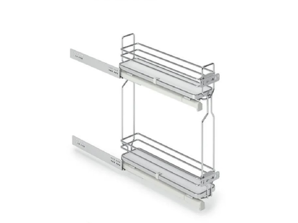inx4104wy1550.png Cestello Estraibile 2 Ripiani Portabottiglie modello Deluxe Cromo Guide Laterali Sx Soft cm.15x50 | Inoxa - immagine 1