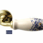 Maniglia Arabesco Rosetta d.50x10h Foro Chiave Porcellana Pietra Decorata Piccolo Blu+Olv | Ceramiche Liberati