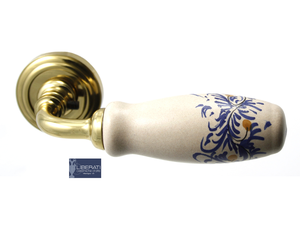lir012mmpsoc.png Maniglia Arabesco Rosetta d.50x10h Foro Chiave Porcellana Pietra Decorata Piccolo Blu+Olv | Ceramiche Liberati - immagine 1