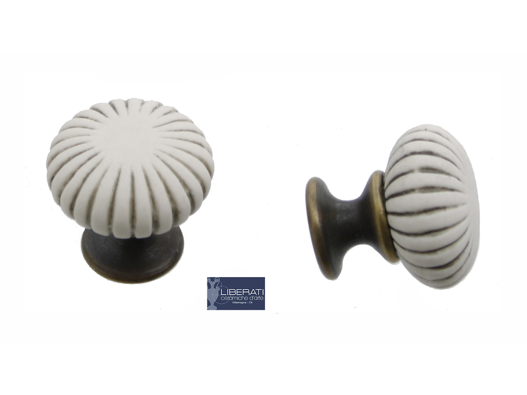 lir06mab24bc.png Pomolino Mobile Porcellana Astra d.25/15x30h Medio Brz+Biscuit Anticato | Ceramiche Liberati - immagine 1