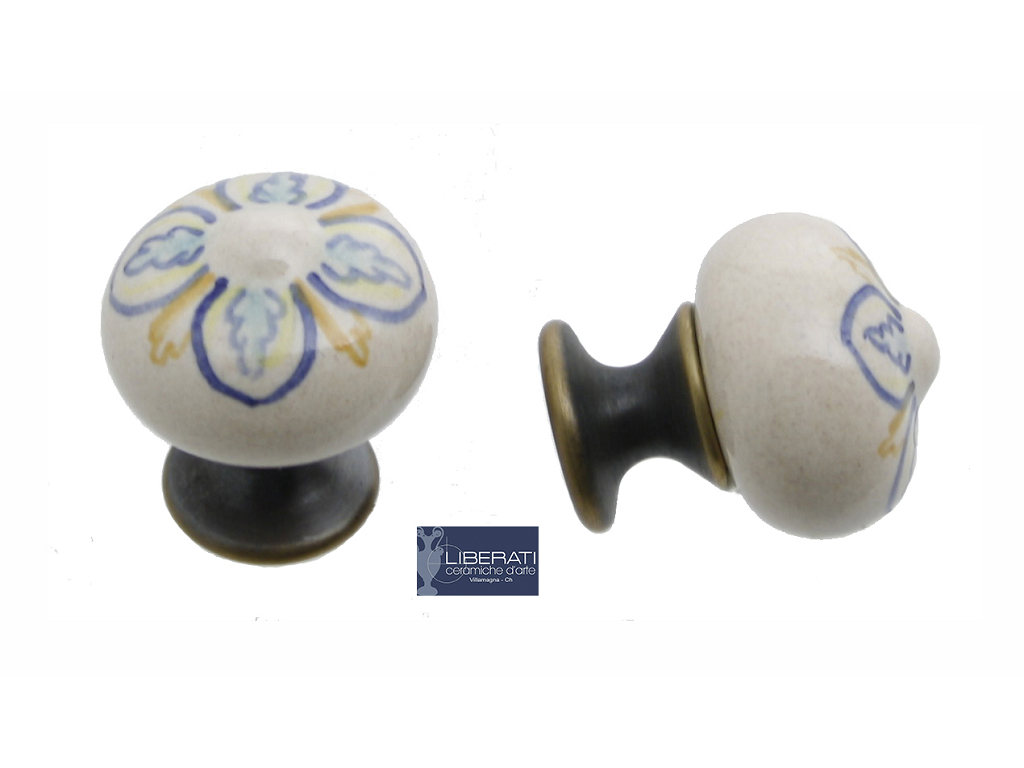 lir34mmd24bc.png Pomolino Mobile Maiolica Quadrifoglio d.25/15x30h Medio Brz+Dipinto |Ceramiche Liberati - immagine 1