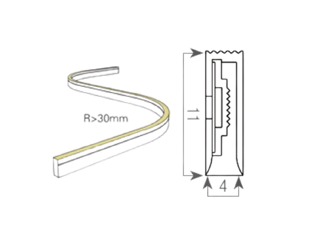 Strip Led in Silicone Flexyline 5mt 24v Dimmerabile IP67 7,6w mt 351 lm/mt 4000k Luce Viva - immagine 4