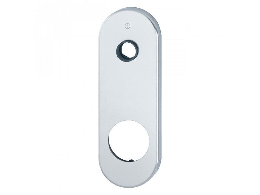 main_placca-corta-f1-alluminio-argento-93mm-59.jpg Placca Corta per Blindate Interasse 85 mm.182x62 Foro Defender Alluminio Argento | Hoppe - immagine 1