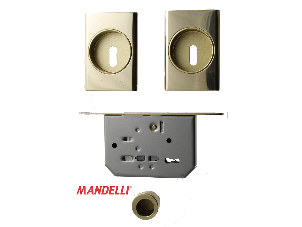 man1038ol00001800c.png Maniglia Incasso Quadra Porta Scorrevole modello 1038TCS d.85x59/48 con Foro Chiave 03L-ORO | Mandelli - immagine 1